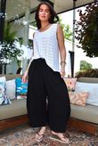 Sandbar Linen Blend Barrel Culotte Pant Black